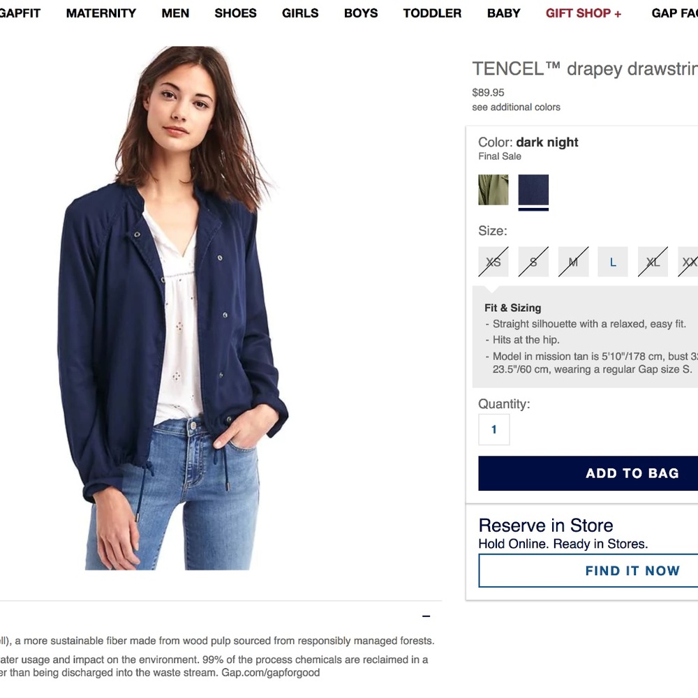 Gap TENCEL drapey drawstring jacket